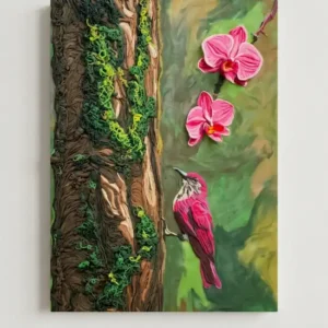 oiseau et orchidées