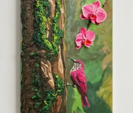 oiseau et orchidées